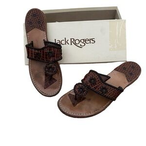 Jack Rogers Navajo Sport Black and Brown Leather Sandals Size 9.5